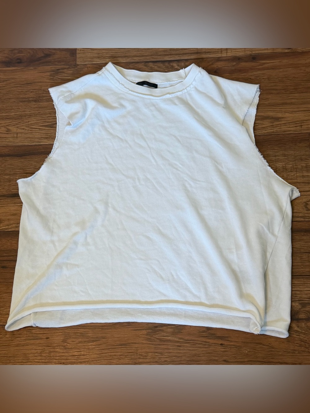 Zara White Sleeveless Boxy Tank Womens XL 100% Cotton EUC Casual Summer Top
